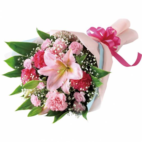花キューピット加盟店 店舗名：花よし生花店
フラワーギフト商品番号：521351
商品名：ピンクユリの花束